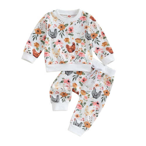 CHICKENS Floral Outfit - Hazel & Bo