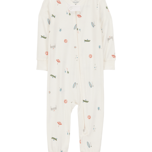 Multi Baby Camp Print Zip-Up PurelySoft Footless 1-Piece Pyjamas - Ivory | Carter’s Oshkosh Canada