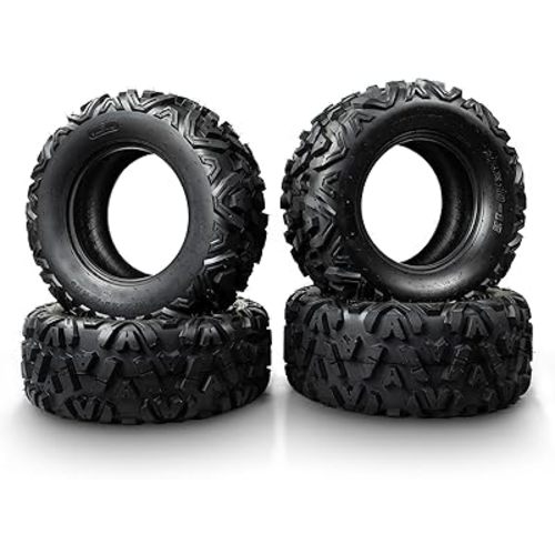 Set of 4 ATV UTV Tires 25x8-12 & 25x10-12 - All-Terrain 6-Ply Tubeless for Trail, Mud, Sand, Snow - Heavy-Duty, Puncture-Resistant