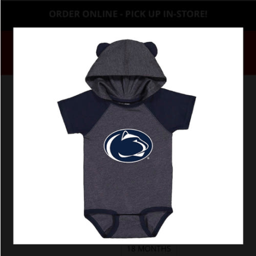 Penn State Hooded Baby Onesie with Ears Nittany Lions (PSU)