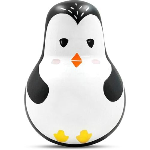 Shumee Montessori Wooden Baby Wobble Toy | Eco-Friendly Roly Poly for Tummy Time | Gentle Weeble with Chime for Motor Skills & Balance | Ideal for Ages 6 Month +