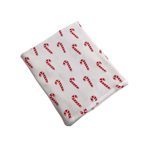 Organic Cotton Waffle Swaddle, Candy Cane