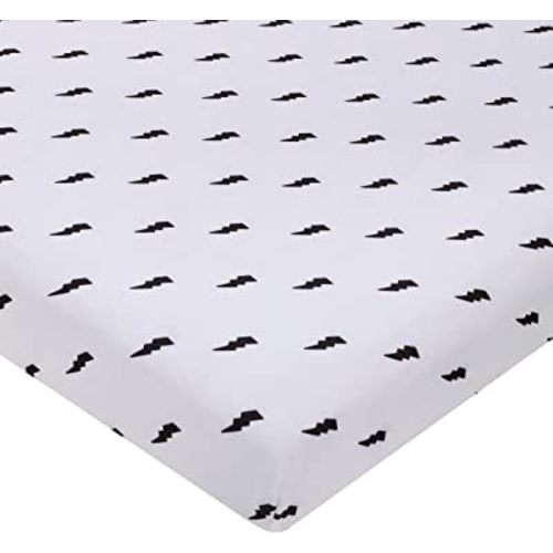 NoJo Lightning Bolt Black and White Nursery Fitted Mini Crib Sheet