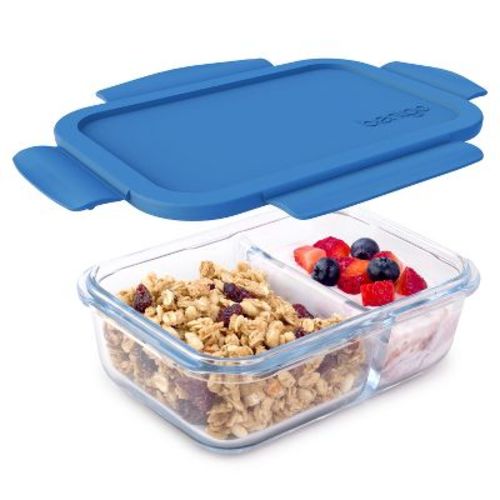 Bentgo 14.2oz Glass Snack Container with Plastic Lid - Green: Leakproof, Stain & Odor Resistant, Dishwasher Safe
