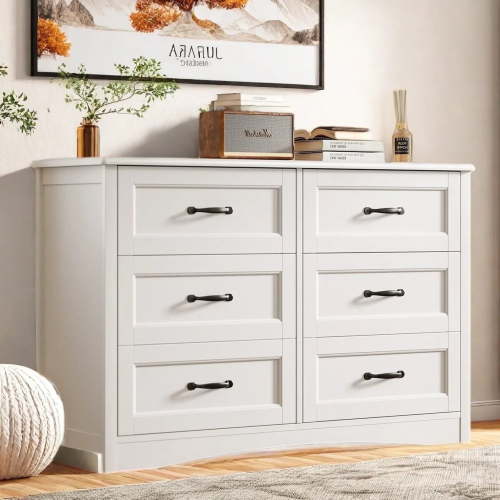 Dresser for Bedroom, Lofka 6-Drawer Wood Dresser with Anti-Tip Safety for Closet| Living Room