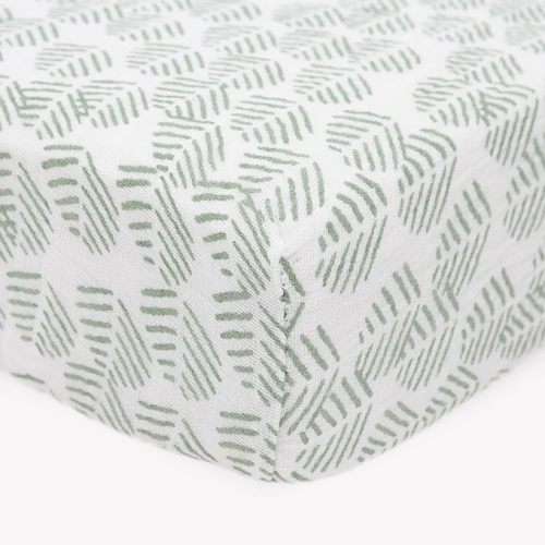 Little Unicorn Cotton Muslin Fitted Crib Sheet | Super Soft | Sized for Standard Baby Crib Mattress & Toddler Bed | Cozy Bedding Sheet for Boys and Girls | Machine Washable | 52” x 28” x 6” - Leaf Motif