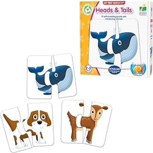 The Learning Journey: My First Match It - Head and Tails - 15 Piece Self-Correcting Animal Matching Puzzles - Learning Toys for Toddlers 1-3 - Award Winning Toys