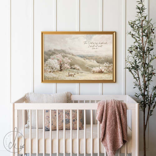 The Lord Is My Shepherd | Sheep In A Pasture Painting | N119