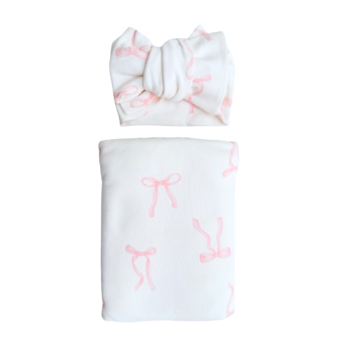 Swaddle Set | Pink Bows – Little and Fern