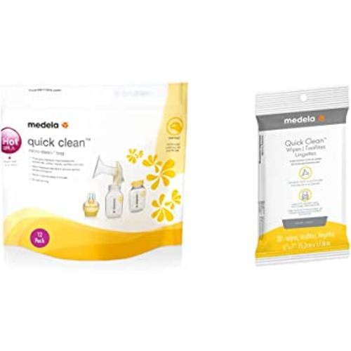 Medela Medela Quick Clean Micro-Steam Bags, 12 Count Sterilizing Bags for  Bottles and Breast Pump Parts 