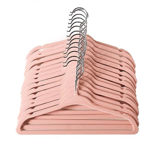 ManGotree Baby Hangers, Childrens Hangers Kids Coat Hangers with Ultra Thin & Non-Slip Design 15 Pack (Light Pink)