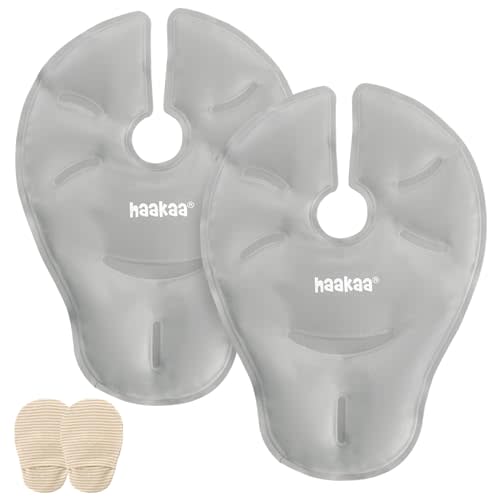 Haakaa Breast Therapy Packs Breast Ice Packs Breast Heating Pad Breastfeeding Essentials, Improve Milk Flow, Reduces Pain, Relieve Blockages & Mastitis (2pk, Grey)