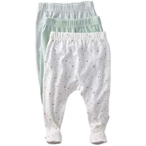 Butterblu Baby Fallon 3-Pack Footed Pants 100% Organic Cotton Bottoms for Baby Boys & Girls