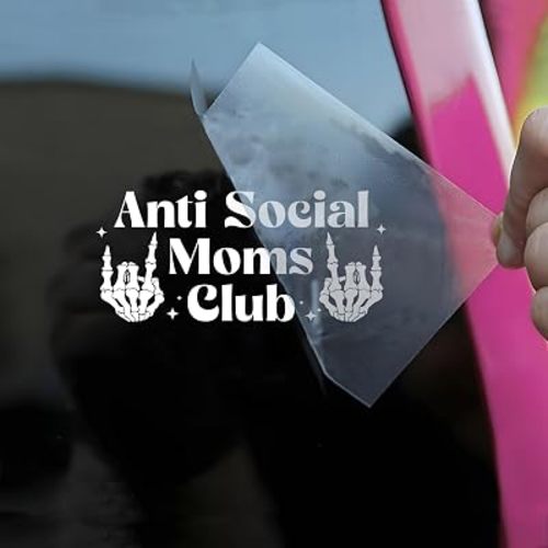 Anti Social Moms Club Car Decals Funny Skeleton Hand, Mother, Sarcastic, Humor Car Window Accessories Affirmations Vinyl Waterproof 6 Inches Bumper Decal Gift for Mom Dad Friend Coworker