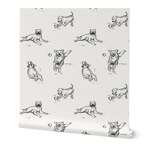 Dog Wallpaper in Black and White -These hand-drawn puppies make an adorable wallpaper theme — Rose Lindo