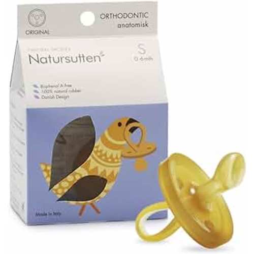 Natursutten Pacifiers 0-6 Months - 1-Pack Original Shield Orthodontic Nipple Natural Rubber Safe & Soft BPA-Free Pacifiers for Breastfeeding Babies - Newborn Pacifiers Made in Italy