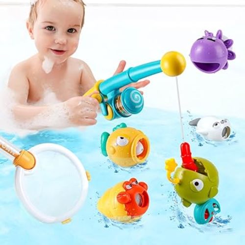 SEPHIX 8pc Set Magnetic Fishing Game, Bath Toys Bathtub Bathroom Swimming Pool Water Table Toy, Birthday for Toddler Age 1 2 3 4 Year Old