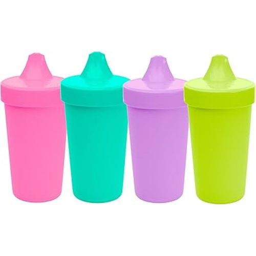 Re-Play Sippy Cups for Toddlers - 10 Oz. Reusable Spill Proof Cups for Kids, Dishwasher/Microwave Safe - Made in USA - Set of 4-3.13" x 6.25" - Mermaid