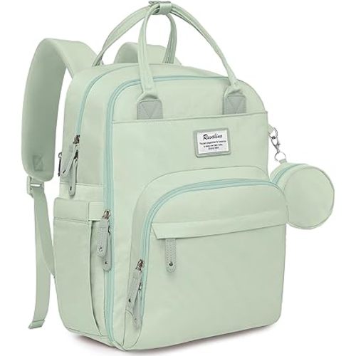 RUVALINO Diaper Bag Backpack, Multifunction Travel Pack Maternity Baby Changing Bags, Large Capacity, Waterproof, Mint Green