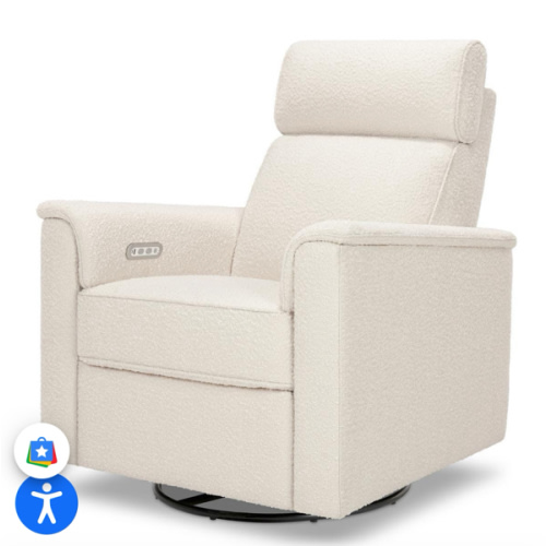 Namesake Willa Plus Electric Glider Recliner w/ Electric Headrest - Performance Ivory Boucle