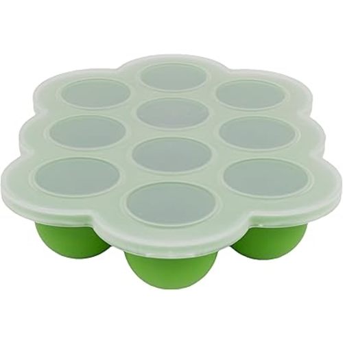WeeSprout Silicone Freezer Tray with Clip on Lid Perfect Food Storage Container for Homemade Baby Food, Vegetable, Fruit Purees, and Breast Milk (Bright Green, Ten 1.5 Ounce Sections)