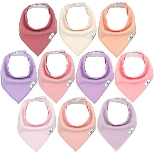 Diaper Squad 10-Pack Organic Baby Bandana Drool Bibs - Baby Bibs for Girls, Boy, Unisex Soft Cotton Teething Bandana Bibs