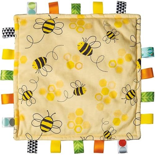 Mary Meyer Taggies Lovey for Baby Security Blankets Original Comfy Blanket with Sensory Tags, 12 x 12-Inches, Bumble Bees