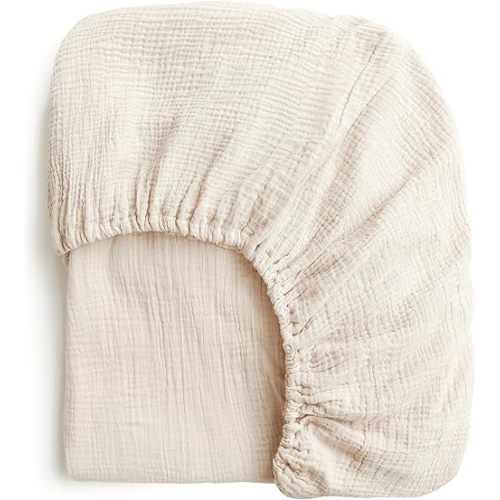 Konssy Muslin Crib Sheets for Girl Boy, Soft and Breathable Cotton Baby Sheets for Standard Crib Mattress, 52"x 28" (Oat)