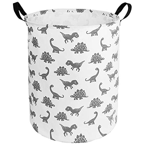 HUAYEE 19.7 Laundry Hamper Toys Box Storage Bins Canvas Waterproof Collapsible Clothes Organizer Basket with Handle Freestanding Large Cute Light Weight for Home Kids Baby Room(Dinosaur)