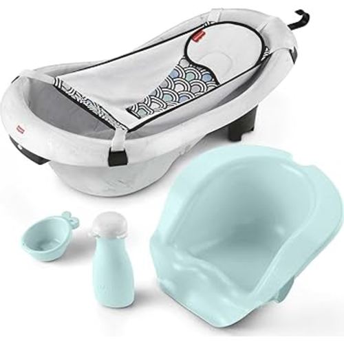 Fisher-Price Baby to Toddler Bath Deluxe 4-in-1 Sling ‘n Seat Tub with Vibrations, Removable Infant Support & 2 Toys