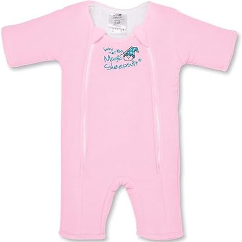 Magic Sleepsuit Baby Merlin's Microfleece Baby Swaddle Transition Product - Soft and Cozy Design, Double Zipper for Easy Diaper Changes, Promotes Safe Sleep 3-6 Months - Pink - Small 12-18lbs