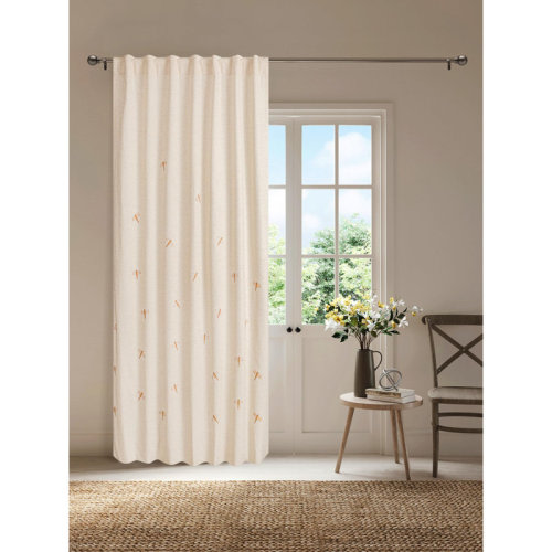 August Grove® Linen Curtains with Dragonfly Print– Room Darkening, Flax Linen Drapes for Natural Decor | Wayfair