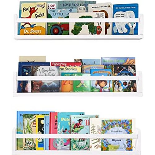 Amazon.com: AZSKY White Floating Bookshelf 24 Inches of 3 Nursery Bookshelves Wall Mounted Floating Shelf for Kids Room Cosmetic Bathroom Display Shelf Toy Storage Shelves : Home & Kitchen