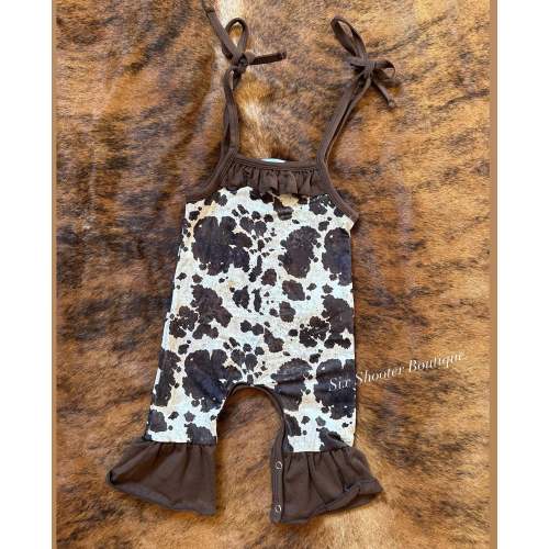 Cowprint baby romper
