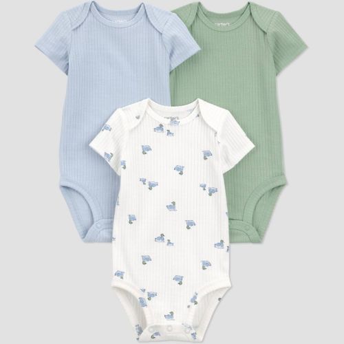 (6M) Carter's Just One You® Baby Boys' 3pk Ducks Bodysuits - Green/Blue/White 6M