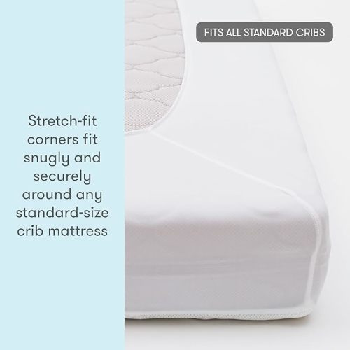 Newton Baby Waterproof Crib Mattress Pad | 100% Breathable Quilted Layer for Comfort & Universal Fitted Skirt for Secure Fit | Machine Washable | Crib Mattress Protector Pad Waterproof, 1 Pack