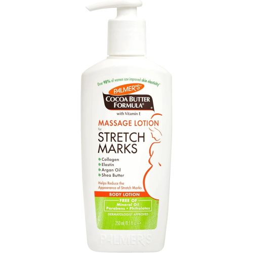 Palmer's Cocoa Butter Formula Massage Lotion For Stretch Marks, Pregnancy Skin Care, Belly Cream with Collagen, Elastin, Argan OIl and Shea Butter, 8.5 Ounces