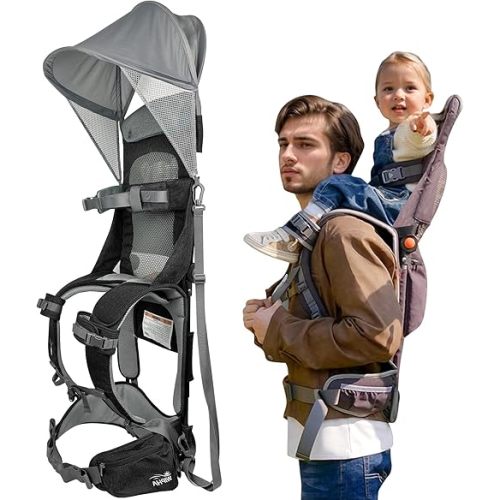 WIPHA Hiking Backpack Carrier,Lightweight Toddler Shoulder Carrier with Sun Shade, Saddle Toddler Backpack Carrier for Kids 6 Months to 4 Years Old