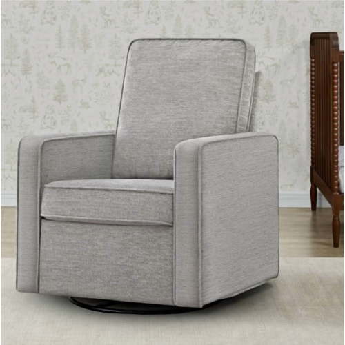 Delta Children Noah Upholstered Swivel Glider with Stain-Resistant Performance Fabric- Greenguard Gold Certified, Frost Grey