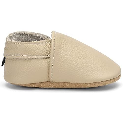 OWLOWLA Soft Sole Baby Shoes - Leather Baby First Walking Crib Shoes Slip-on Moccasins Infant Toddler Pre-Walker Shoes for Boy Girl