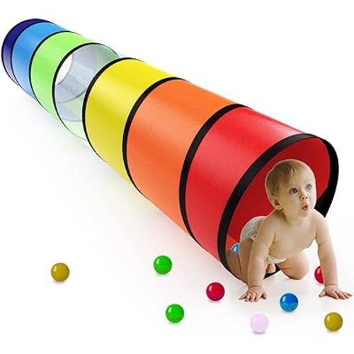 Kids Play Tunnel for Toddlers 1-3 Colorful Pop Up Baby Tunnel for Kids to Crawl Through 6 Foot with Breathable Mesh Collapsible Toddler Tunnel Toys Gift for Children Dog Kids Backyard Playset