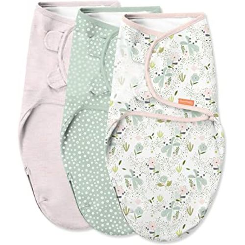 SwaddleMe by Ingenuity Original Swaddle with Easy-Change, 100% Cotton, Improves Sleep & Calms Startle Reflex, 0-3 Months, 3-Pack - Peekaboo Panda