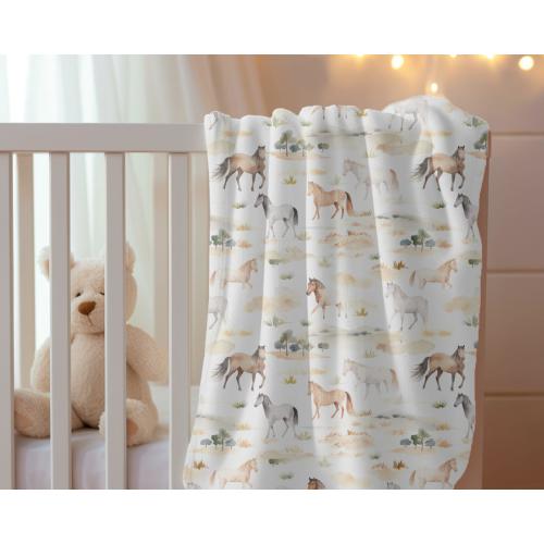 Horse Baby Blanket Watercolour Horse Decor For Nursery Newborn Gift Western Cowgirl Baby Shower Gift Plush Horse Crib Blanket For Newborn