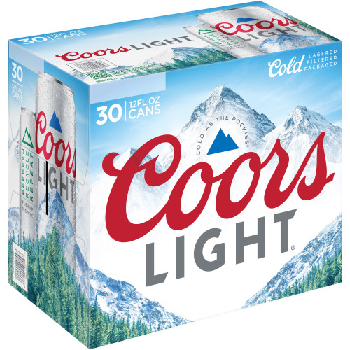 Coors Light Beer, 30 Pack, 12 fl oz Aluminum Cans, 4.2% ABV, Domestic Lager