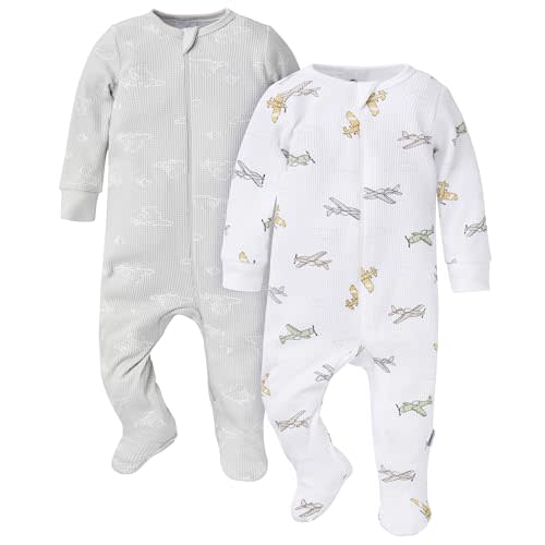 Gerber Unisex Baby 2-pack 2-way Zip Thermal Footed Sleep 'N Play