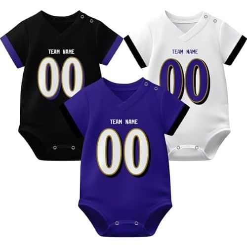 KREDE Baby Clothes Unisex Bodysuit Jersey Style Custom Name Number for Baby Boys