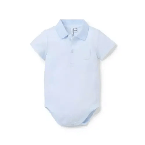 Baby Light Blue Baby Bunny Pique Polo Bodysuit by Janie and Jack