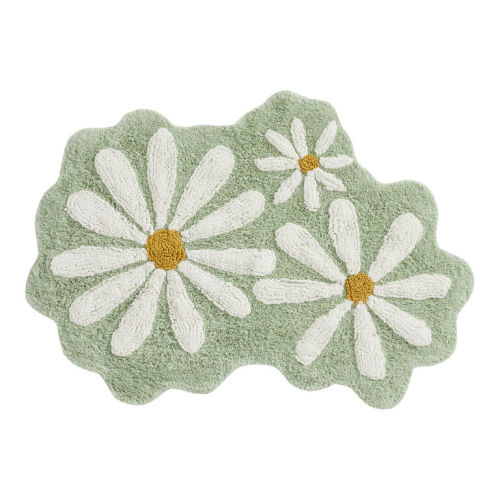 Light Sage Daisy Shaped Bath Mat