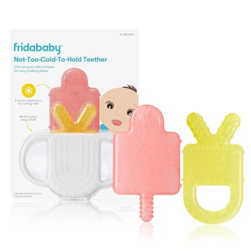 Frida Baby Teething Relief Not-Too-Cold-to-Hold Baby Teether | BPA-Free Silicone Teething Toys - 4 in 1 Teether