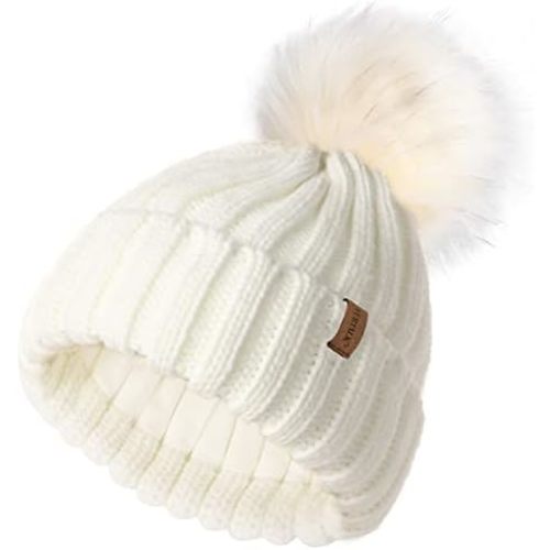 FURTALK Kids Winter Hat Toddler Knitted Beanie with Faux Fur Pom Poms for Baby Girls Boys
